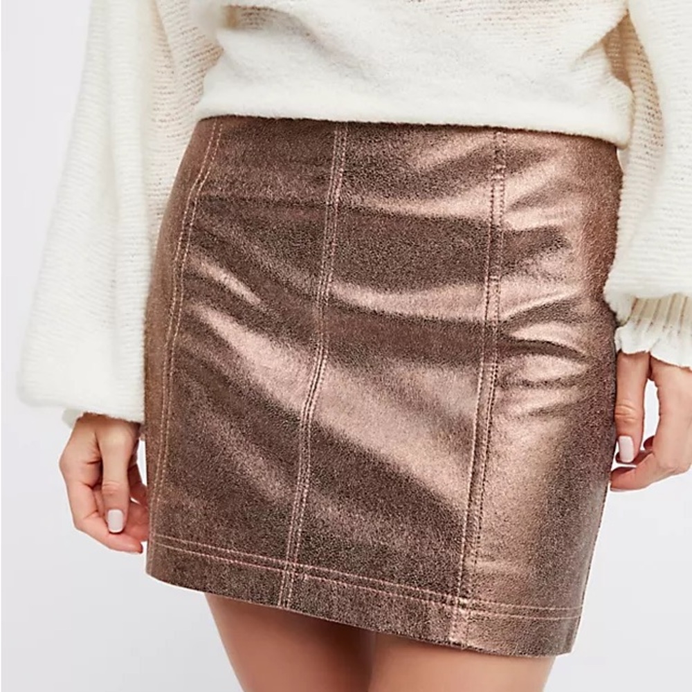 Free People Modern Femme Vegan Metallic Mini Skirt